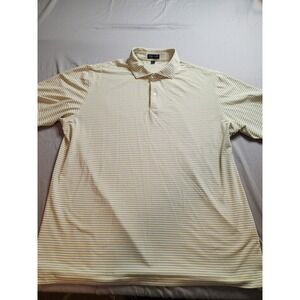 Peter Millar  Crafted Golf Polo Shirt Mens XXL Yellow Blue Stripe Short Sleeve
